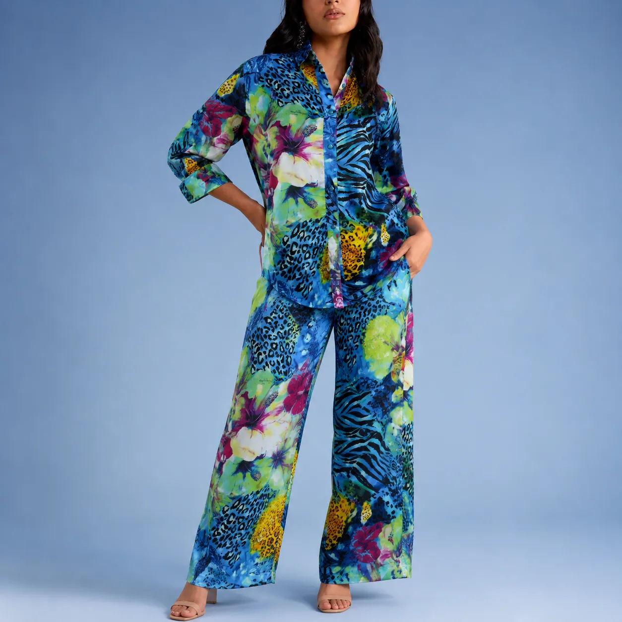 Women's Multicolor Animal & Floral Print Shirt